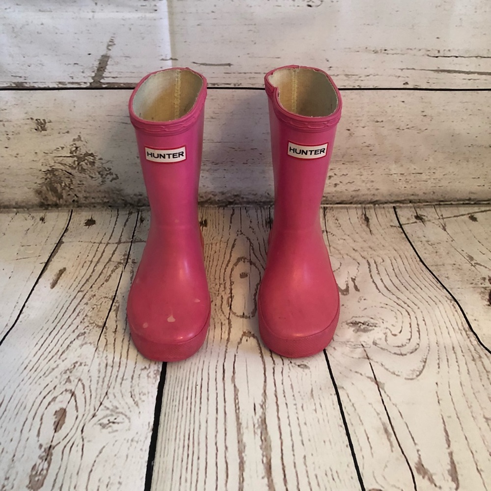 Pink hunter rain boots